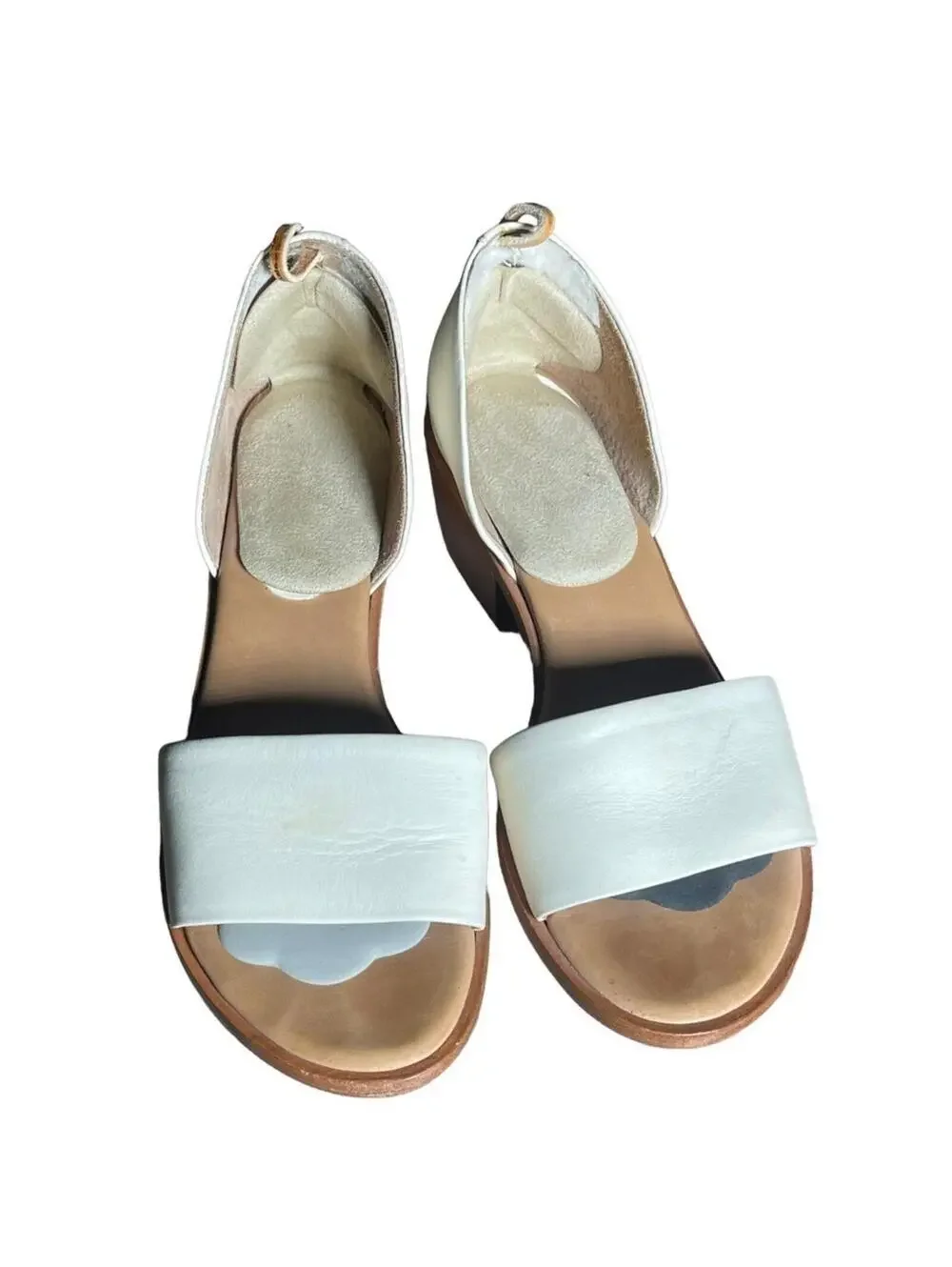 Steven Alan White Leather Wander D’Orsay Sandals Block Heel Size 8